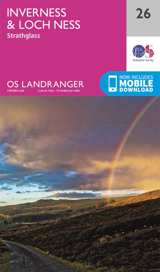 Carte topographique n° 026 - Inverness, Loch Ness (Grande Bretagne) | Ordnance Survey - Landranger carte pliée Ordnance Survey 