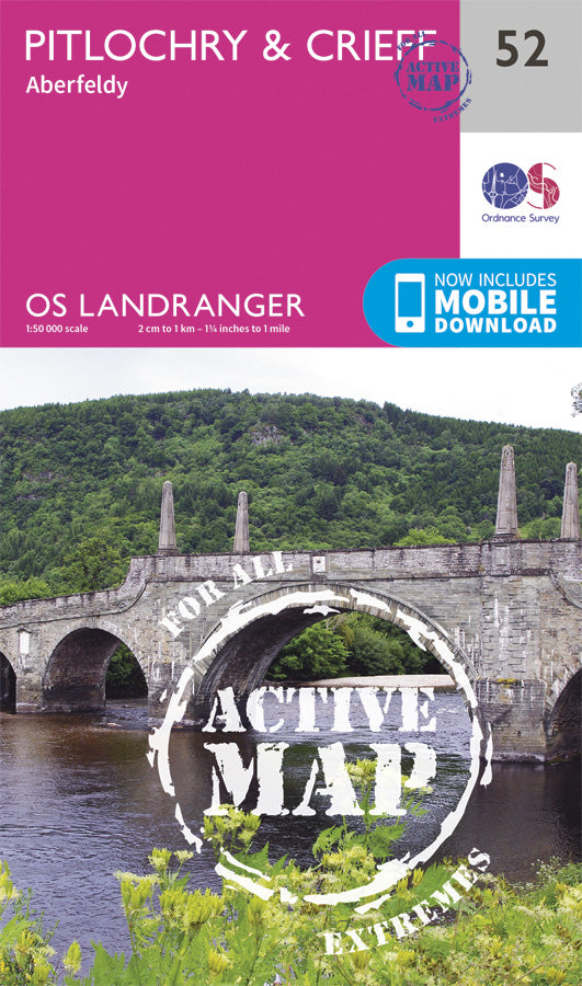 Carte topographique n° 052 - Pitlochry, Crieff (Grande Bretagne) | Ordnance Survey - Landranger carte pliée Ordnance Survey Plastifiée 