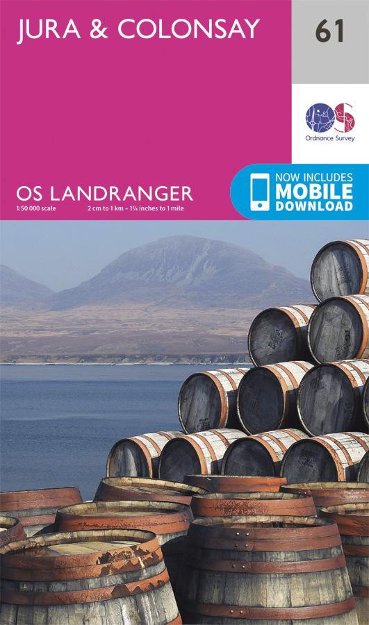 Carte topographique n° 061 - Jura, Colonsay (Grande Bretagne) | Ordnance Survey - Landranger carte pliée Ordnance Survey 