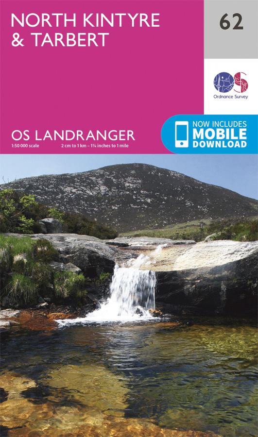 Carte topographique n° 062 - North Kintyre, Tarbert (Grande Bretagne) | Ordnance Survey - Landranger carte pliée Ordnance Survey 