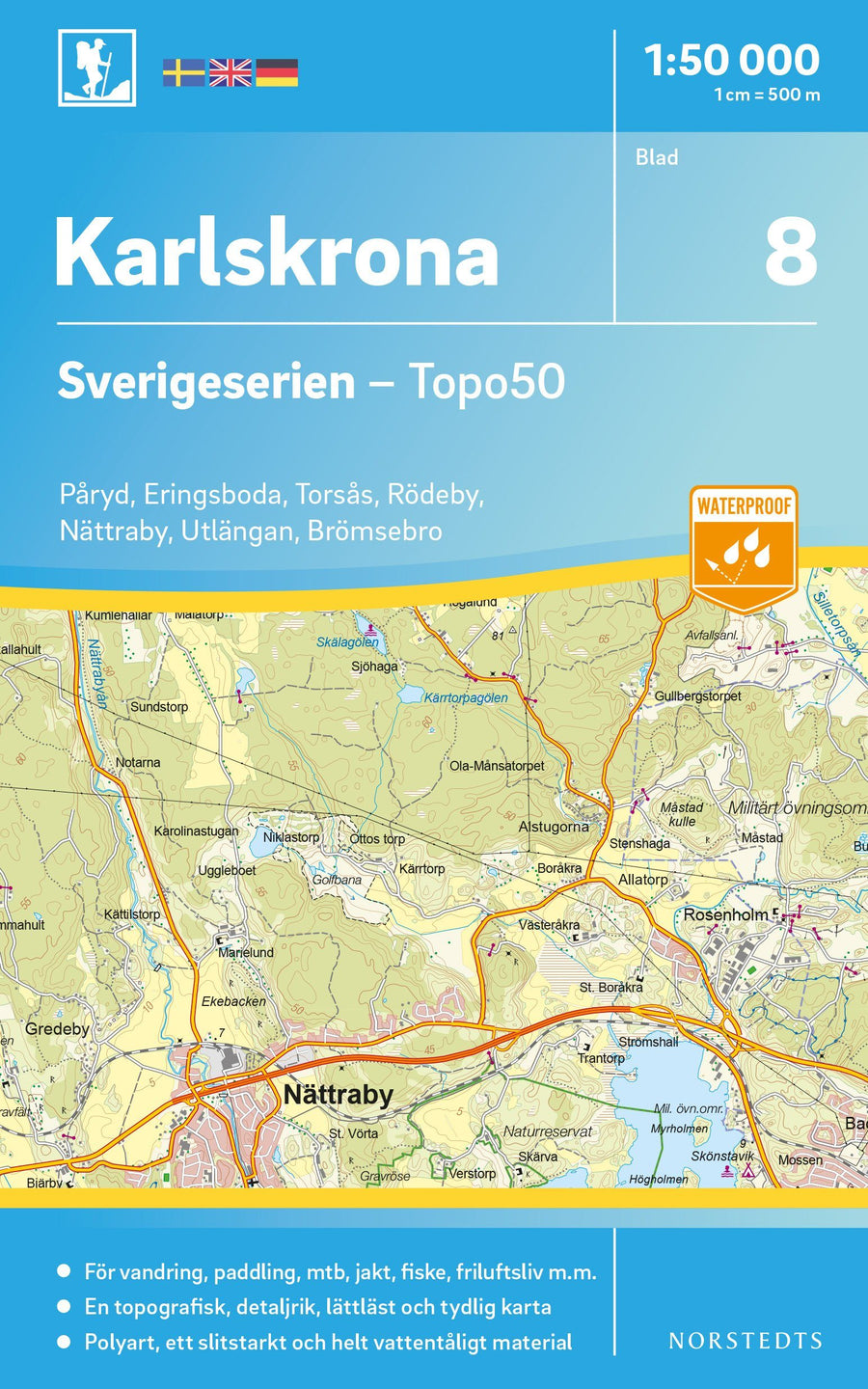 Carte topographique n° 08 - Karlskrona (Suède) | Norstedts - Sverigeserien carte pliée Norstedts 