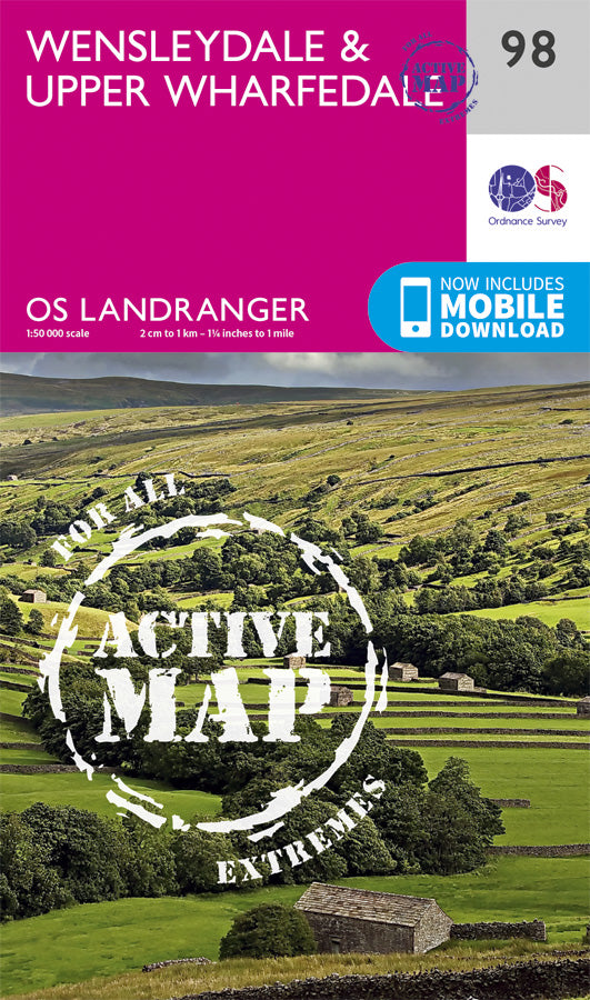 Carte topographique n° 098 - Wensleydale, Upper Wharfedale (Grande Bretagne) | Ordnance Survey - Landranger carte pliée Ordnance Survey Plastifiée 