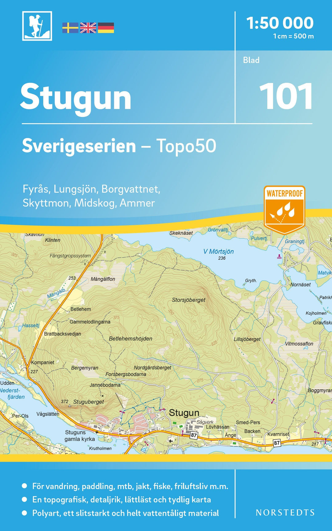 Carte topographique n° 101 - Stugun (Suède) | Norstedts - Sverigeserien carte pliée Norstedts 