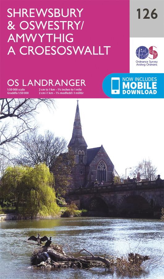 Carte topographique n° 126 - Shrewsbury, Oswestry (Grande Bretagne) | Ordnance Survey - Landranger carte pliée Ordnance Survey 