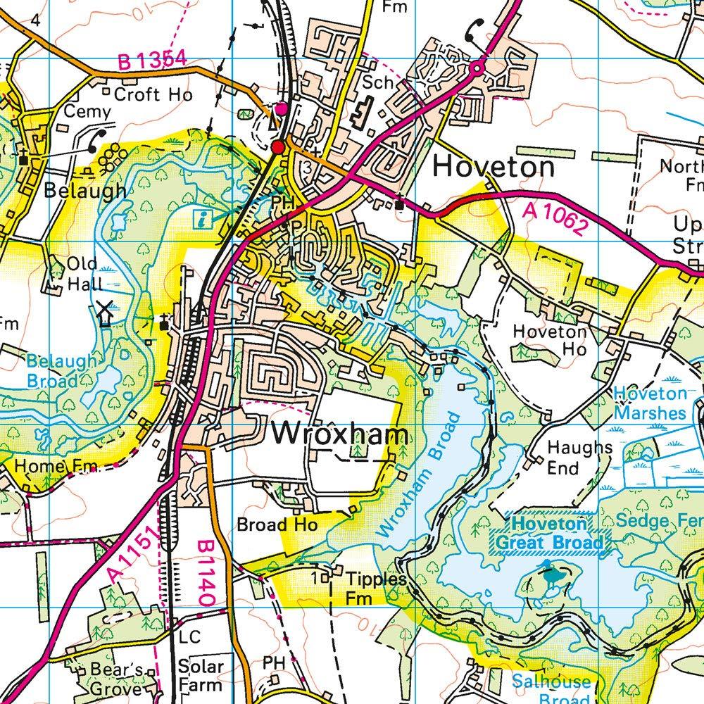 Carte topographique n° 134 - Norwich, The Broads (Grande Bretagne) | Ordnance Survey - Landranger carte pliée Ordnance Survey 