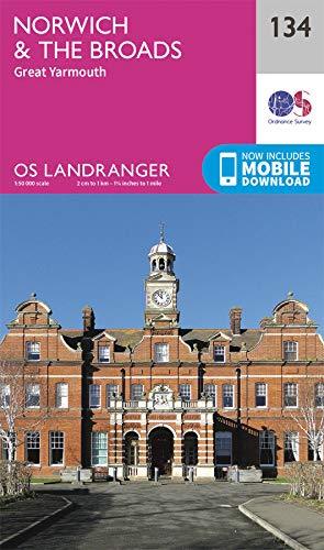 Carte topographique n° 134 - Norwich, The Broads (Grande Bretagne) | Ordnance Survey - Landranger carte pliée Ordnance Survey 
