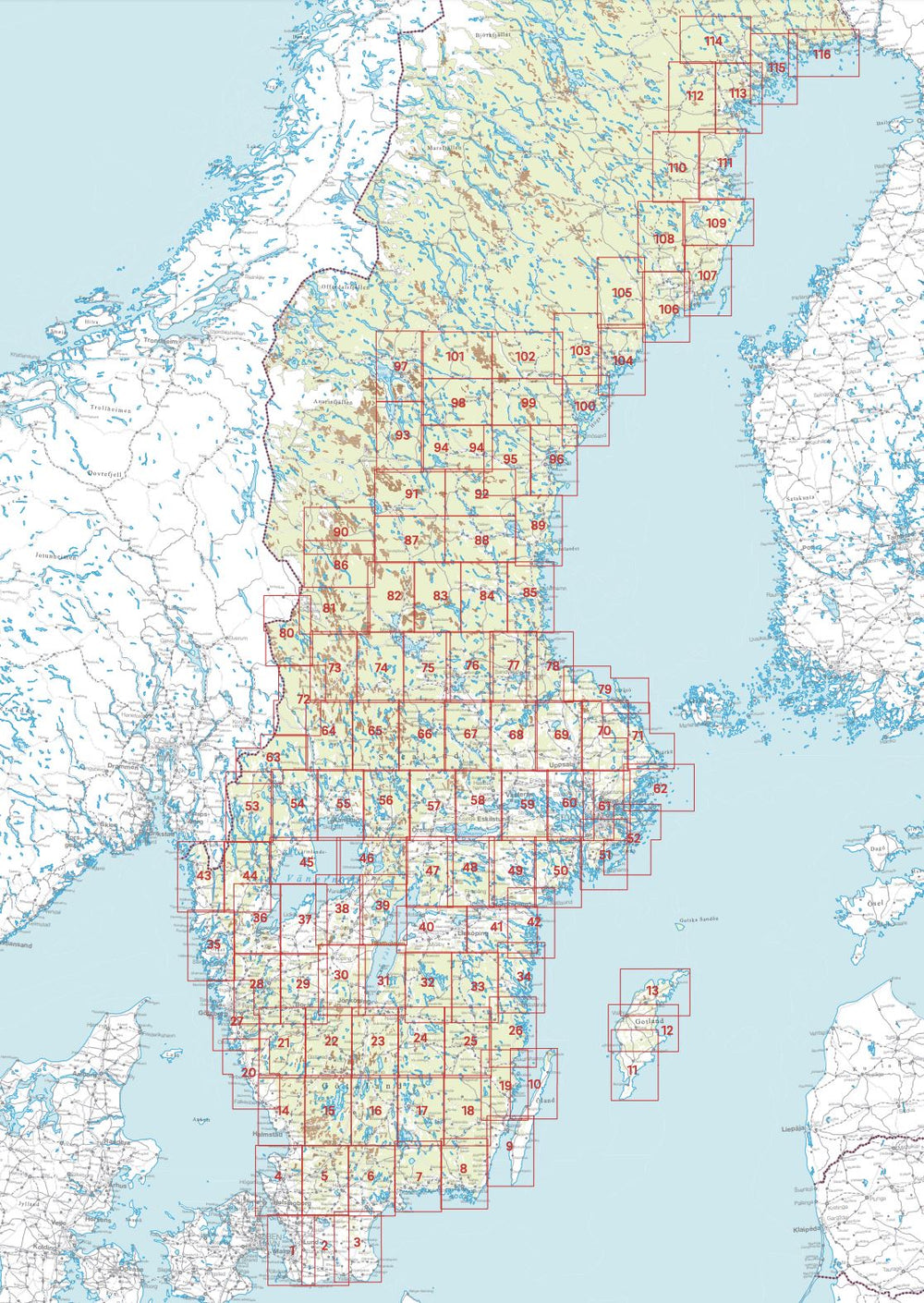 Carte topographique n° 14 - Halmstad (Suède) | Norstedts - Sverigeserien carte pliée Norstedts 