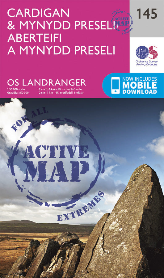 Carte topographique n° 145 - Cardigan, Mynydd Preseli (Grande Bretagne) | Ordnance Survey - Landranger carte pliée Ordnance Survey Plastifiée 