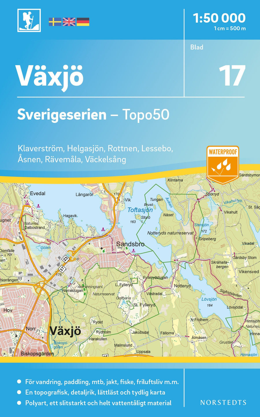 Carte topographique n° 17 - Växjö (Suède) | Norstedts - Sverigeserien carte pliée Norstedts 