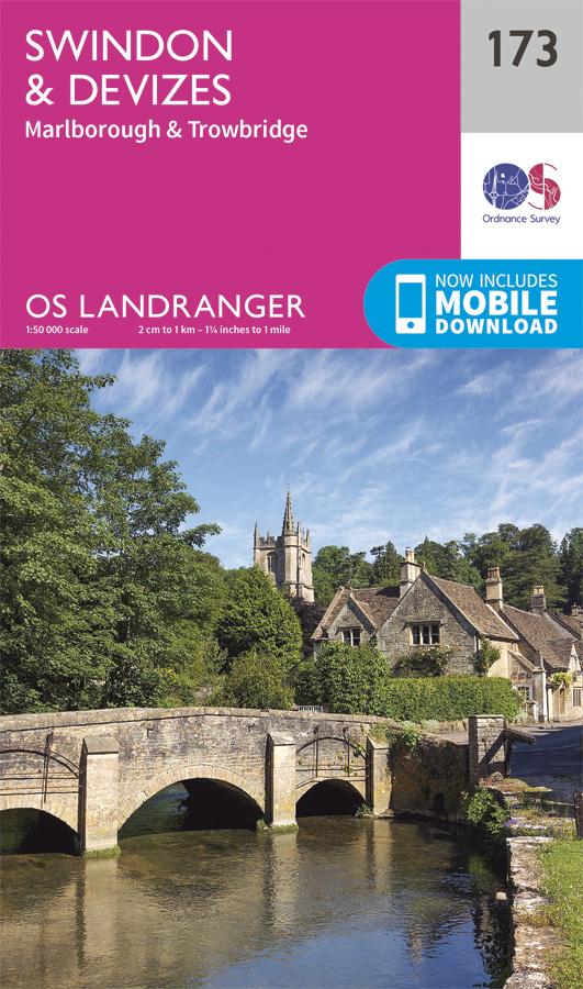 Carte topographique n° 173 - Swindon, Devizes, Marlborough, Trowbridge (Grande Bretagne) | Ordnance Survey - Landranger carte pliée Ordnance Survey 