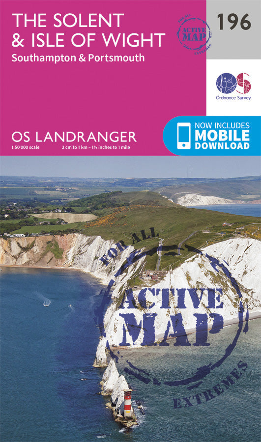 Carte topographique n° 196 - The Solent, Isle of Wight (Grande Bretagne) | Ordnance Survey - Landranger carte pliée Ordnance Survey Plastifiée 