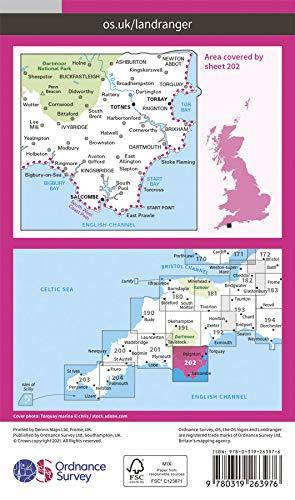 Carte topographique n° 202 - Torbay, South Dartmoor (Grande Bretagne) | Ordnance Survey - Landranger carte pliée Ordnance Survey 
