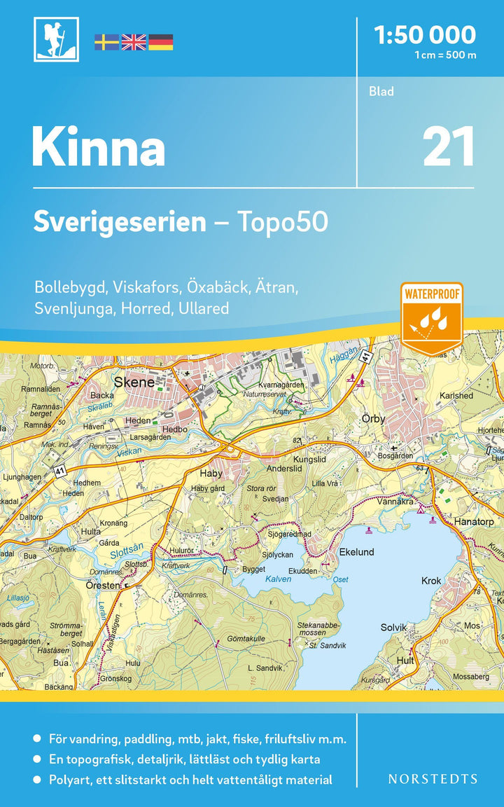 Carte topographique n° 21 - Kinna (Suède) | Norstedts - Sverigeserien carte pliée Norstedts 