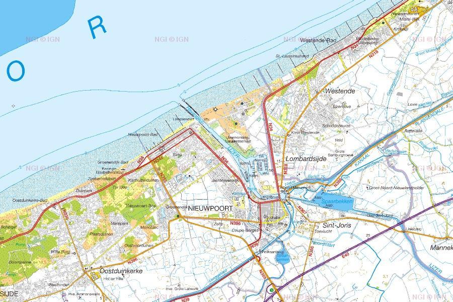 Carte topographique n° 22 - Gand (Belgique) | NGI - 1/50 000 carte pliée IGN Belgique 