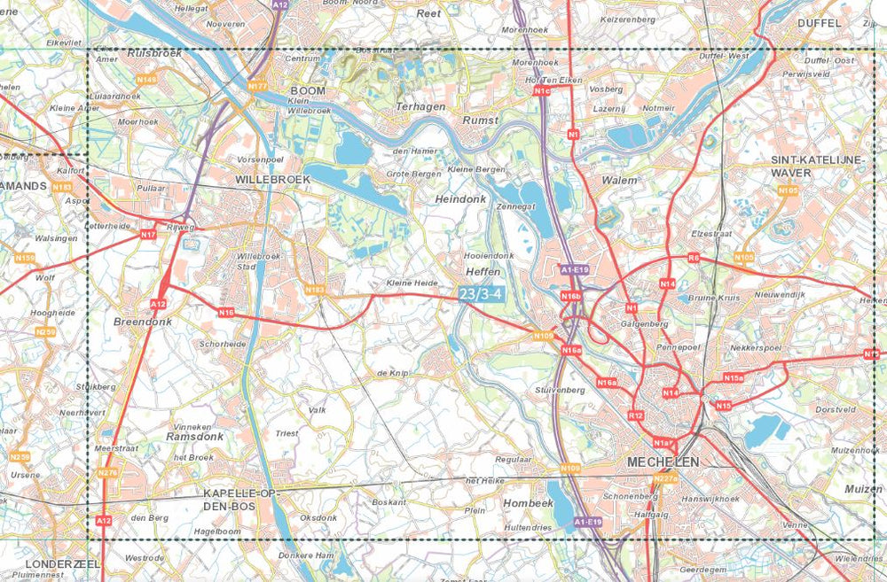 Carte topographique n° 23/3-4 - Mechelen (Belgique) | NGI topo 25 carte pliée IGN Belgique 