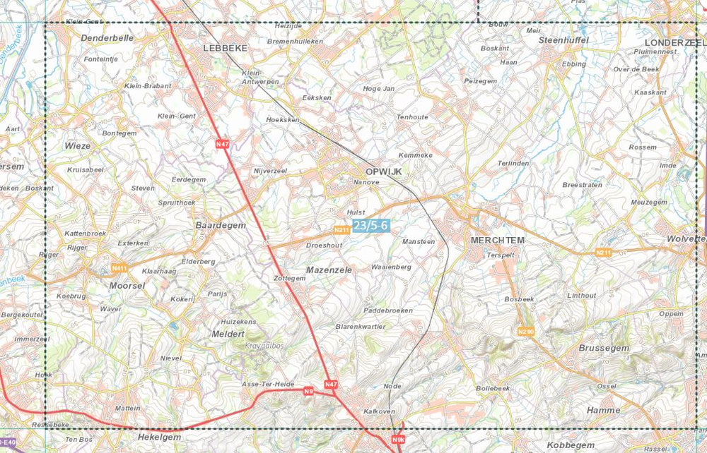 Carte topographique n° 23/5-6 - Merchtem (Belgique) | NGI topo 25 carte pliée IGN Belgique 