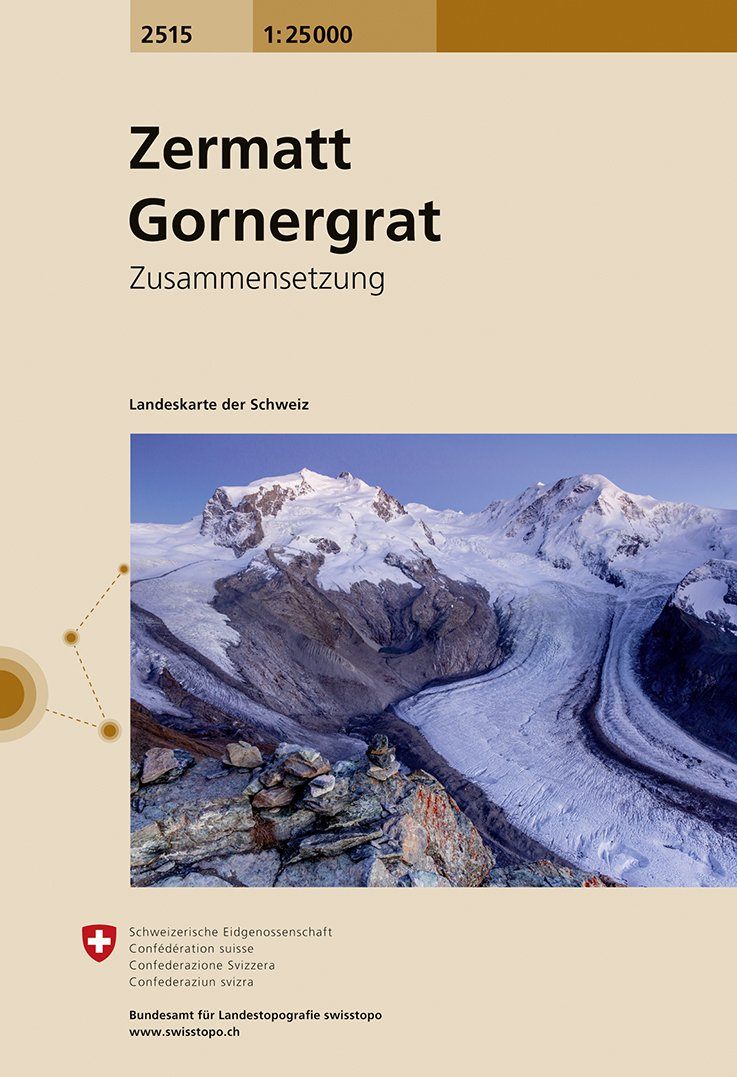 Carte topographique n° 2515 - Zermatt, Gornergrat (Suisse) | Swisstopo - 1/25 000 carte pliée Swisstopo 