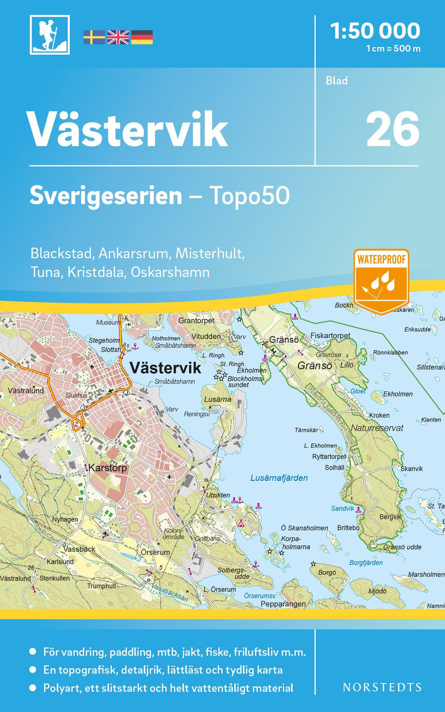 Carte topographique n° 26 - Västervik (Suède) | Norstedts - Sverigeserien carte pliée Norstedts 