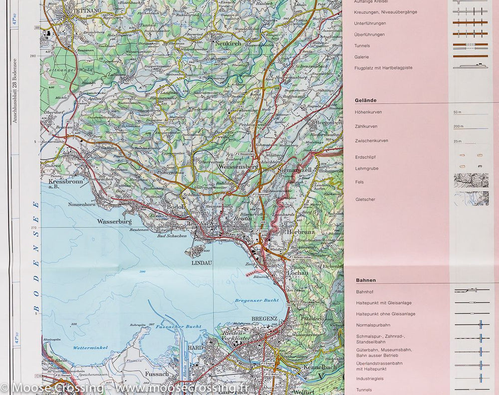 Carte de la région de Lindau (Allemagne, Suisse) | Swisstopo - La Compagnie des Cartes