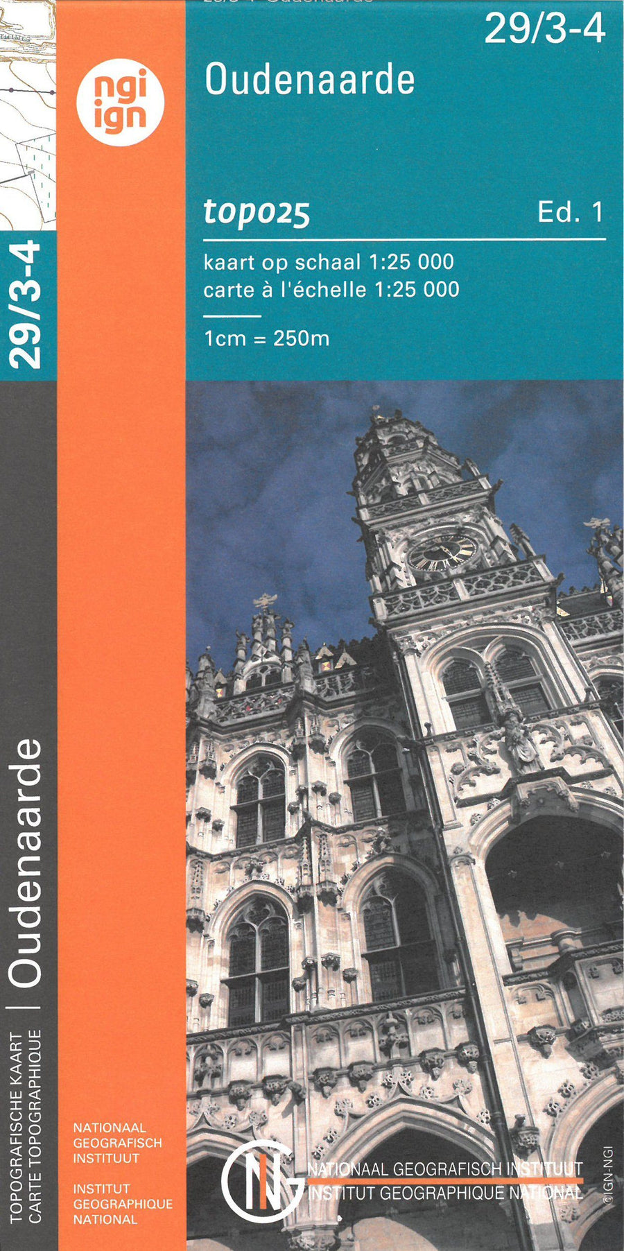 Carte topographique n° 29/3-4 - Oudenaarde (Belgique) | NGI topo 25 carte pliée IGN Belgique 