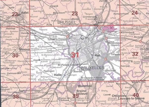 Carte topographique n° 31 - Bruxelles (Belgique) | NGI - 1/50 000 carte pliée IGN Belgique 