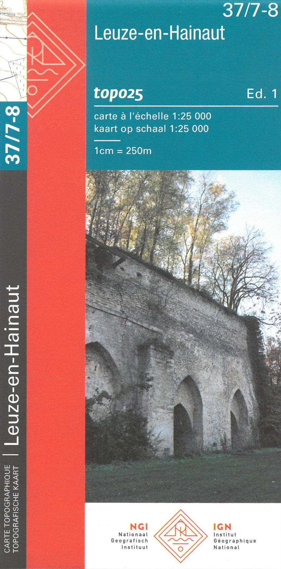 Carte topographique n° 37/7-8 - Leuze-en-Hainaut (Belgique) | NGI topo 25 carte pliée IGN Belgique 