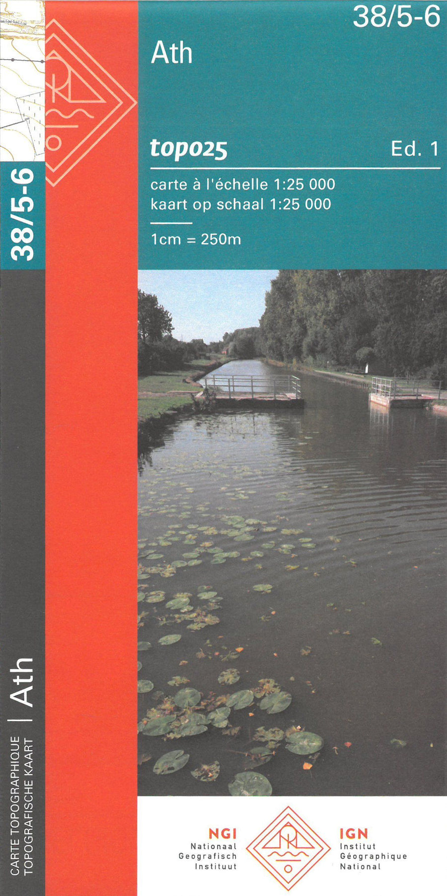 Carte topographique n° 38/5-6 - Ath (Belgique) | NGI topo 25 carte pliée IGN Belgique 