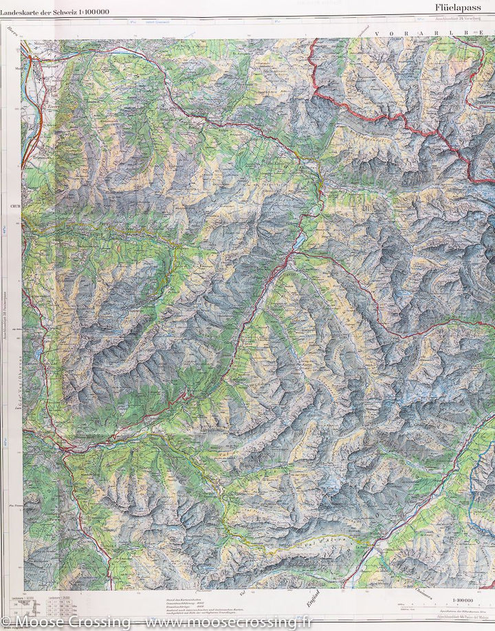 Carte de la région du col de Flüela (région de Davos, Suisse) | Swisstopo - La Compagnie des Cartes