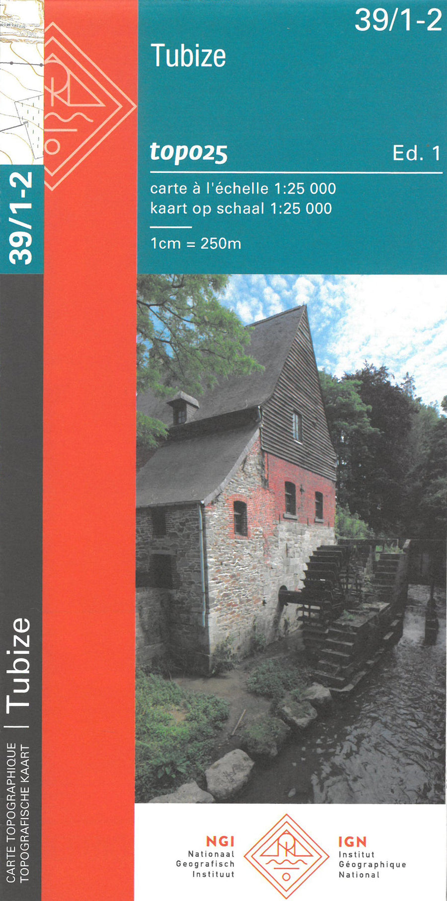 Carte topographique n° 39/1-2 - Tubize (Belgique) | NGI topo 25 carte pliée IGN Belgique 