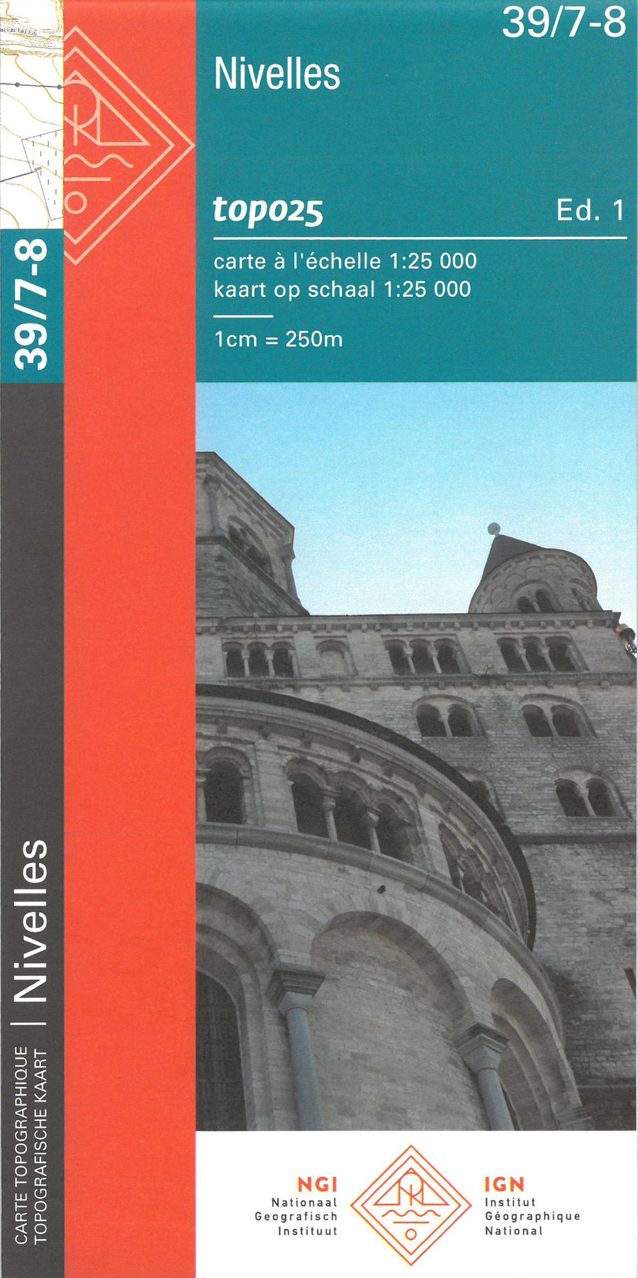 Carte topographique n° 39/7-8 - Nivelles (Belgique) | NGI topo 25 carte pliée IGN Belgique 