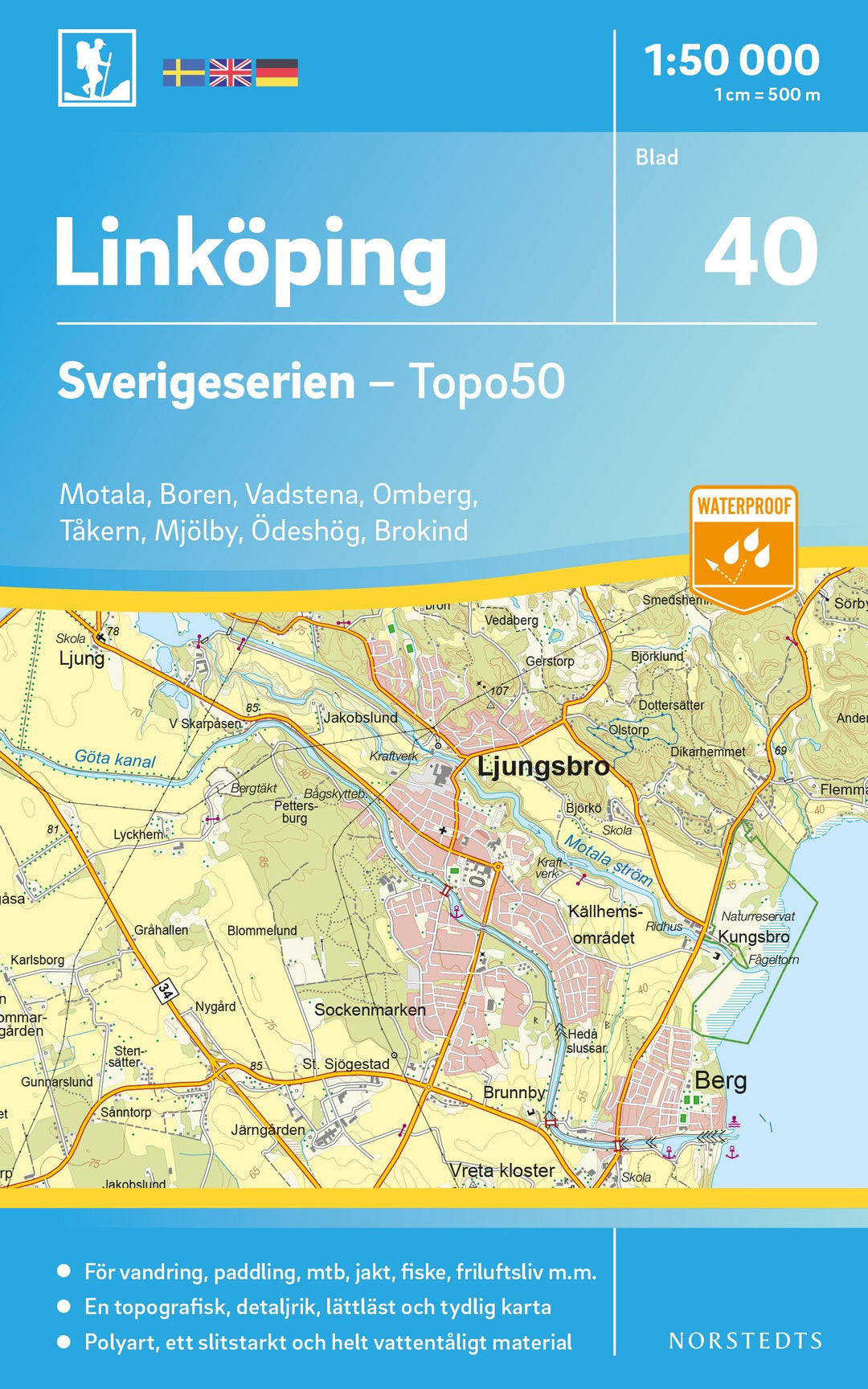 Carte topographique n° 40 - Linköping (Suède) | Norstedts - Sverigeserien carte pliée Norstedts 