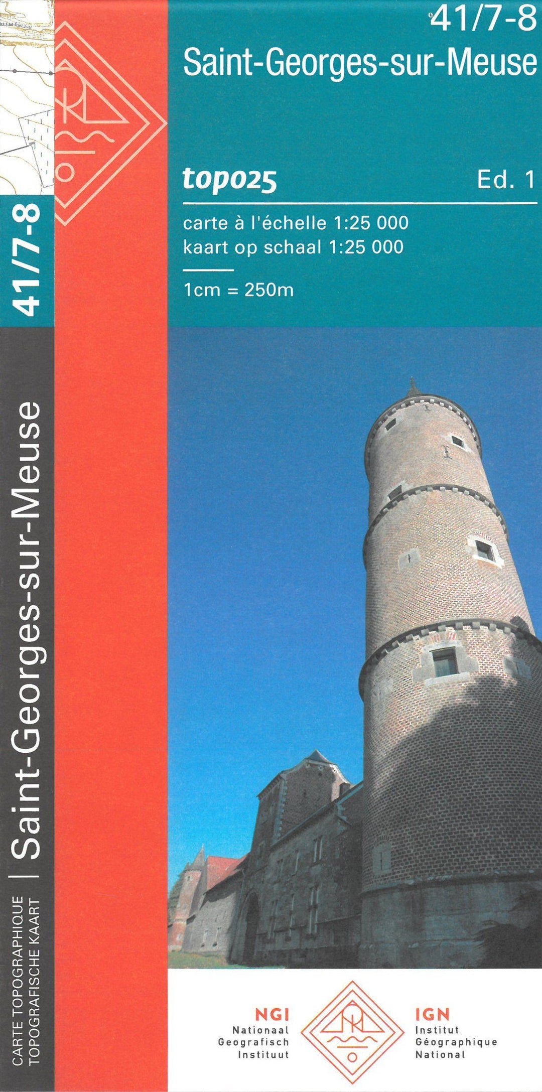 Carte topographique n° 41/7-8 - Saint-Georges-sur-Meuse (Belgique) | NGI topo 25 carte pliée IGN Belgique 