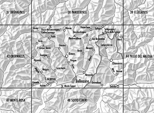 Carte topographique n° 43 - Sopra Ceneri (Suisse) | Swisstopo - 1/100 000 carte pliée Swisstopo 