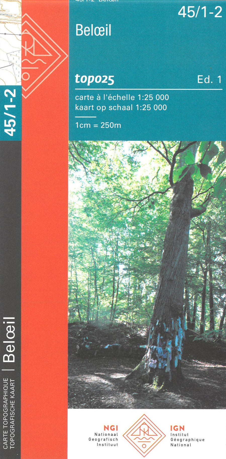 Carte topographique n° 45/1-2 - Beloeil (Belgique) | NGI topo 25 carte pliée IGN Belgique 