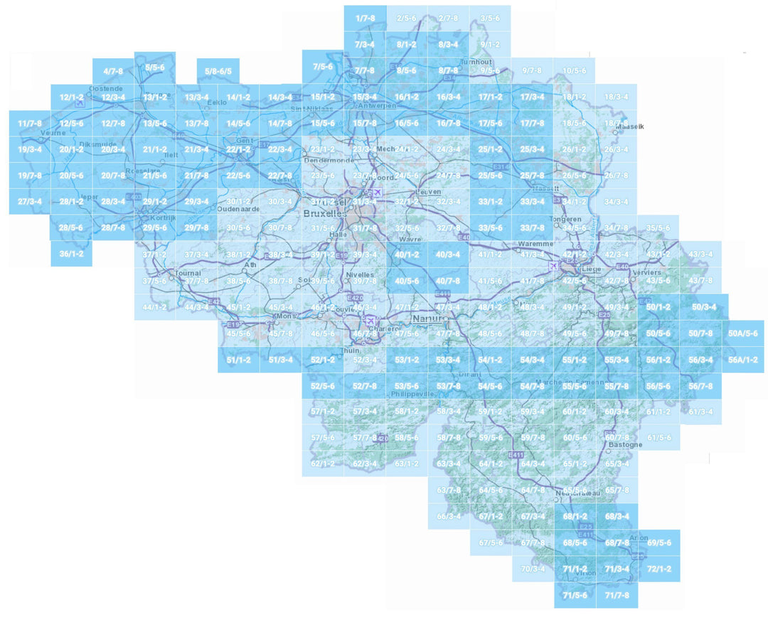 Carte topographique n° 45/7-8 - Mons, Givry (Belgique) | NGI topo 20 carte pliée IGN Belgique 