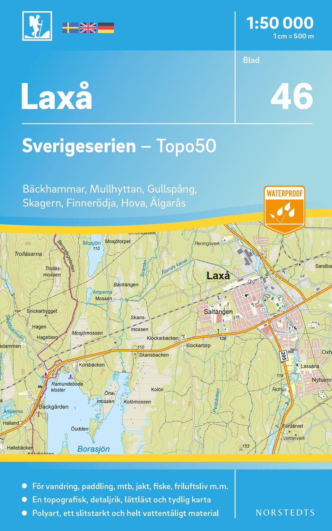 Carte topographique n° 46 - Laxå (Suède) | Norstedts - Sverigeserien carte pliée Norstedts 