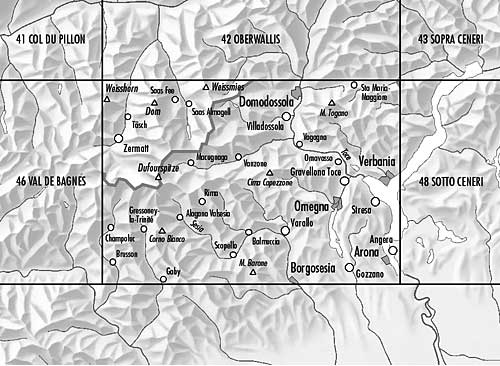 Carte topographique n° 47 - Monte Rosa (Suisse) | Swisstopo - 1/100 000 carte pliée Swisstopo 