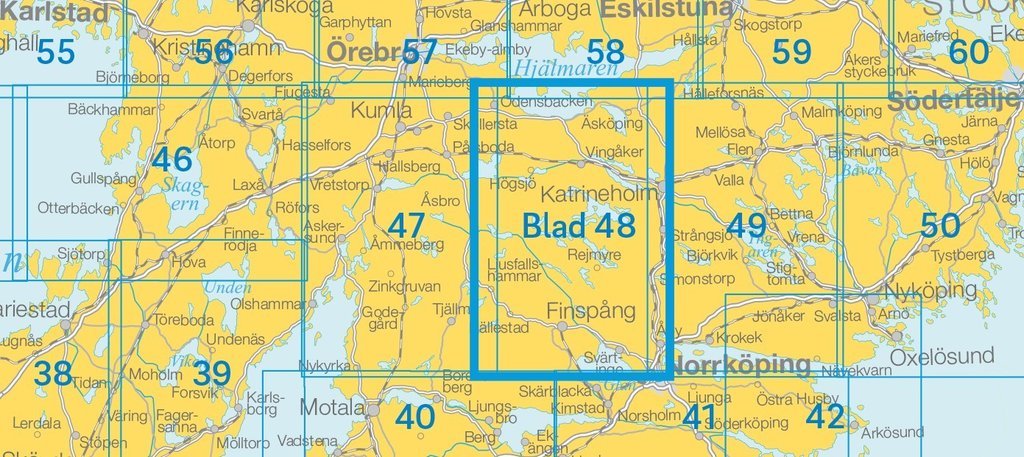 Carte topographique n° 48 - Finspång (Suède) | Norstedts - Sverigeserien carte pliée Norstedts 