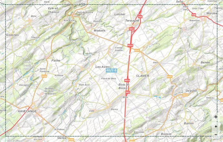 Carte topographique n° 48/7-8 - Clavier (Belgique) | NGI topo 25 carte pliée IGN Belgique 