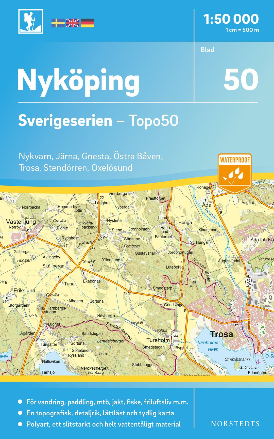 Carte topographique n° 50 - Nyköping (Suède) | Norstedts - Sverigeserien carte pliée Norstedts 