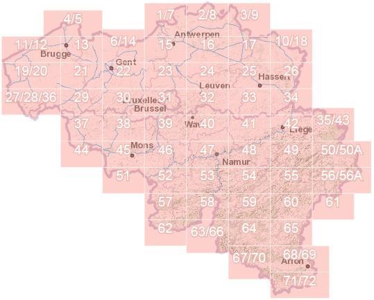 Carte topographique n° 52 - Thuin (Belgique) | NGI - 1/50 000 carte pliée IGN Belgique 