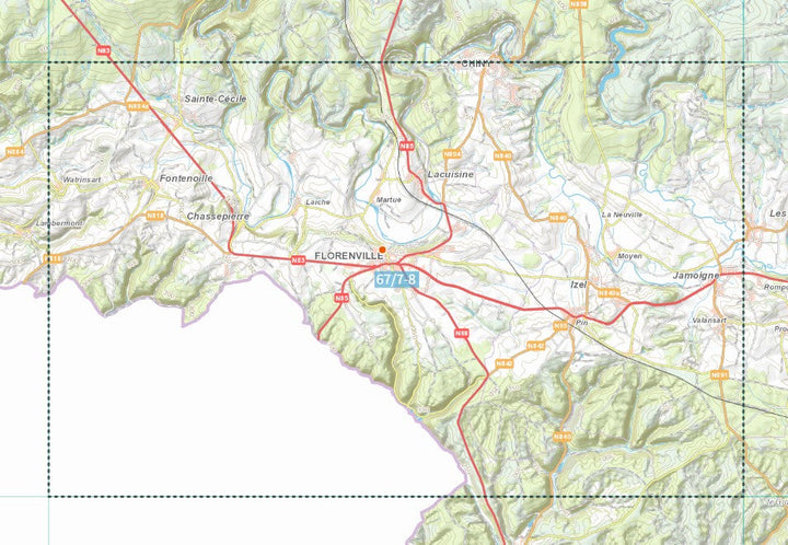 Carte topographique n° 67/7-8 - Florenville (Belgique) | NGI topo 25 carte pliée IGN Belgique 