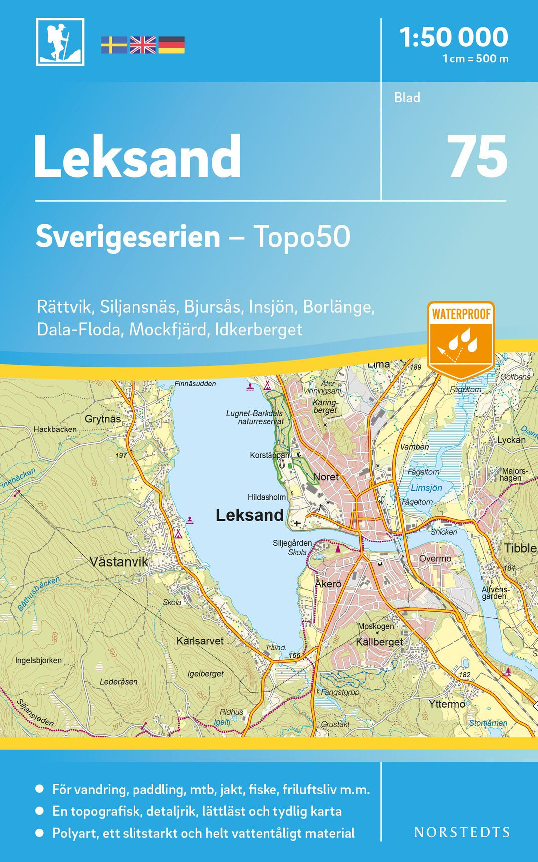 Carte topographique n° 75 - Leksand (Suède) | Norstedts - Sverigeserien carte pliée Norstedts 