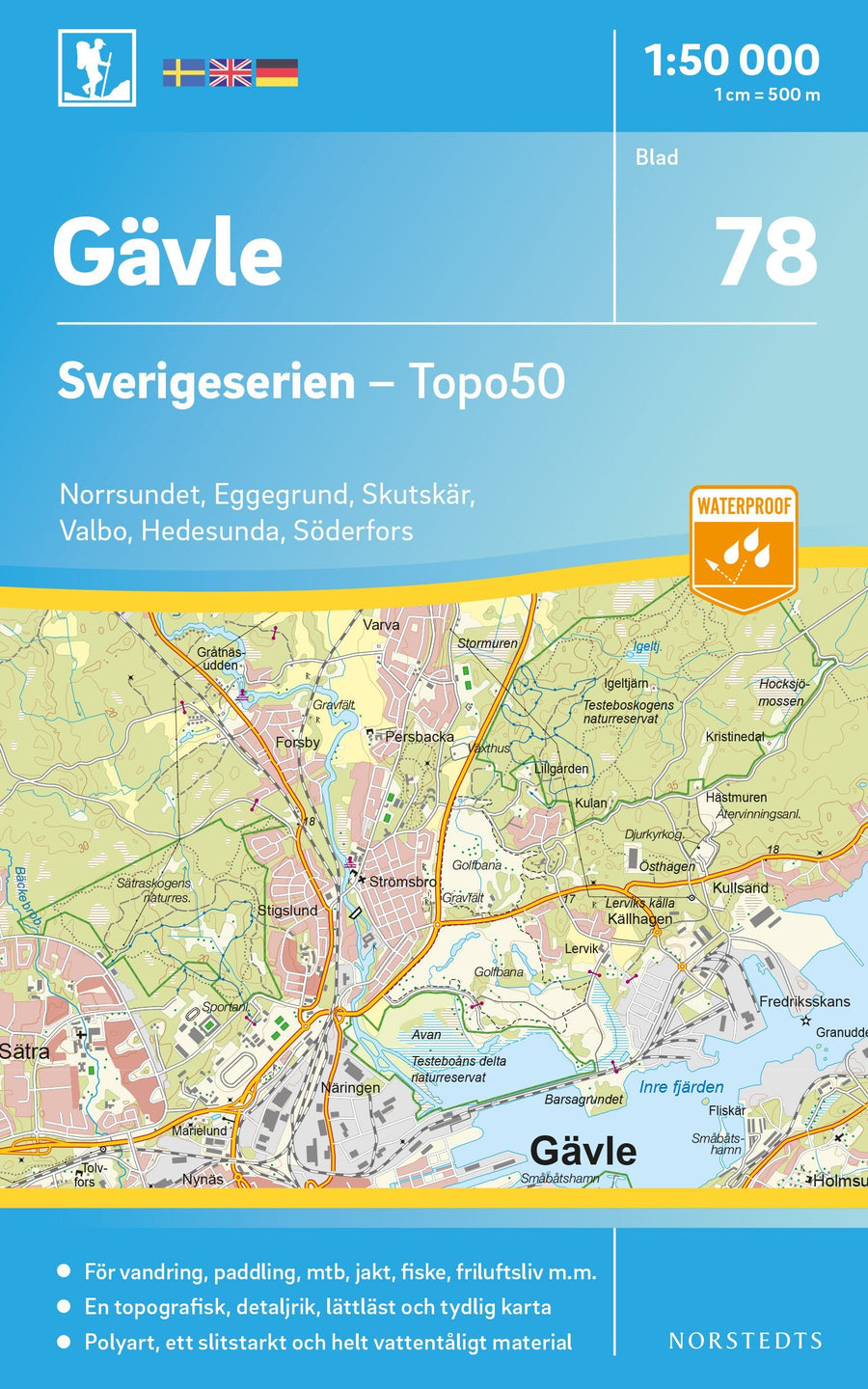 Carte topographique n° 78 - Gävle (Suède) | Norstedts - Sverigeserien carte pliée Norstedts 