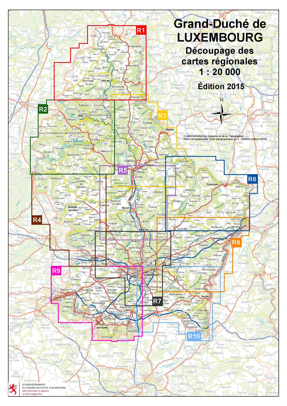 Carte topographique n° R03 - Diekirch, Putschaid (G.D de Luxembourg) carte pliée Service topographique du Luxembourg 