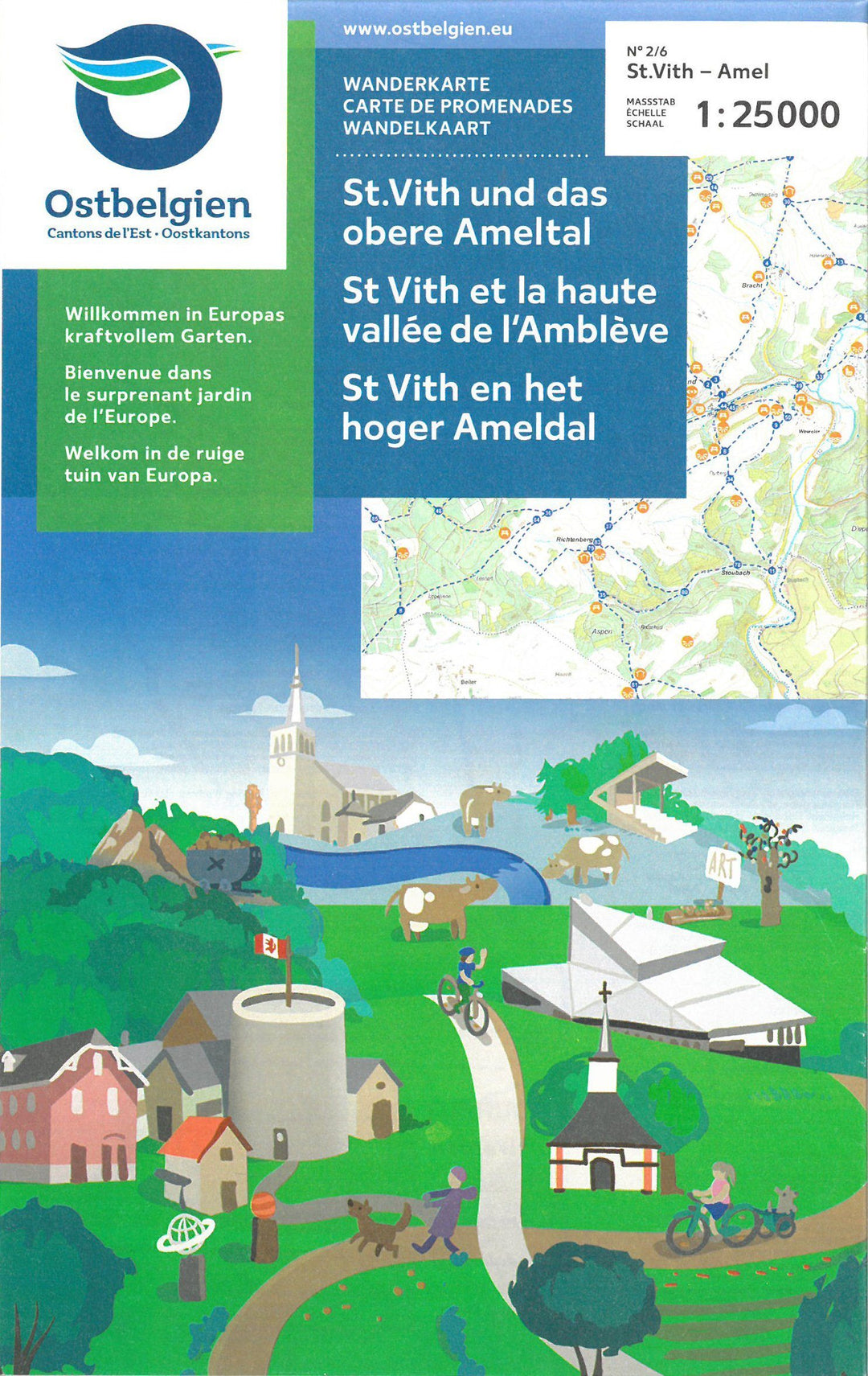 Carte topographique - St-Vith et la haute vallée de l'Amblève (Belgique) | NGI carte pliée IGN Belgique 