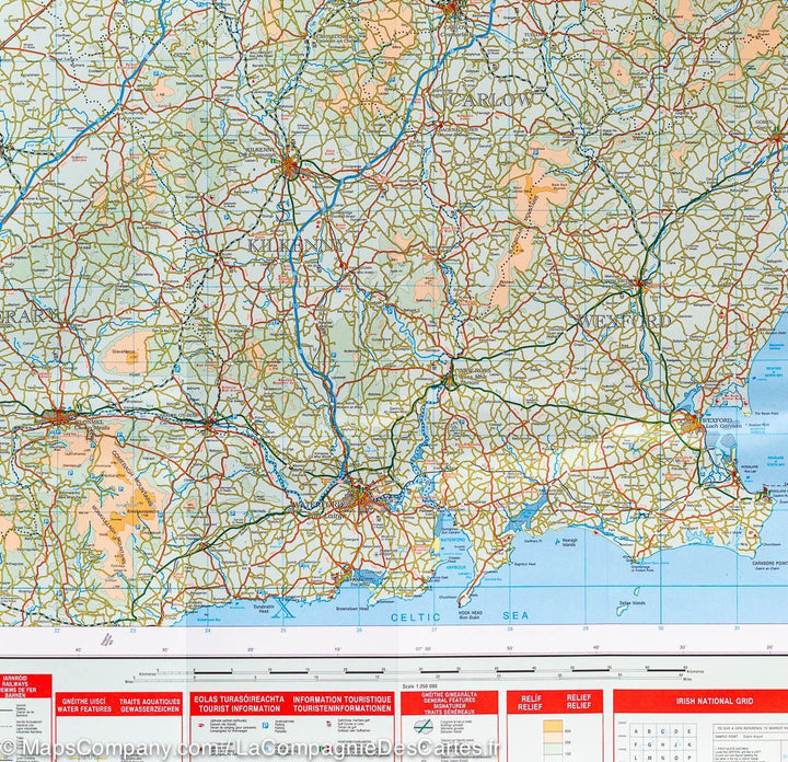 Carte touristique - Irlande Est | Ordnance Survey carte pliée Ordnance Survey 