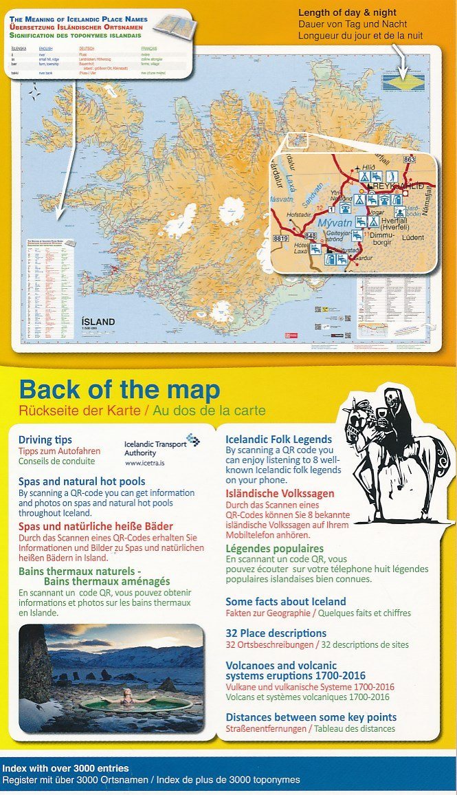 Carte touristique - Islande | Vegahandbokin carte pliée Vegahandbokin - Iceland Road guide 