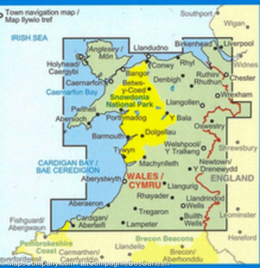 Carte touristique - Nord & centre du Pays de Galles - Tour 10 | Ordnance Survey carte pliée Ordnance Survey 