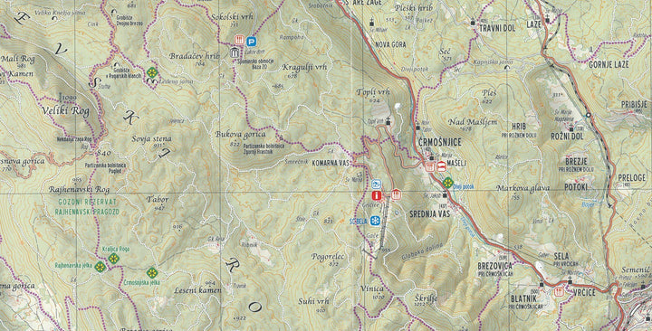 Carte touristique - Notranjski Kras,Brkini, Dolenjska, Bela Krajina (Slovénie) | Kartografija carte pliée Kartografija 